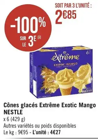 Géant Casino Cônes glacés Extrême Exotic Mango Smarties Pop Up glacés NESTLE offre