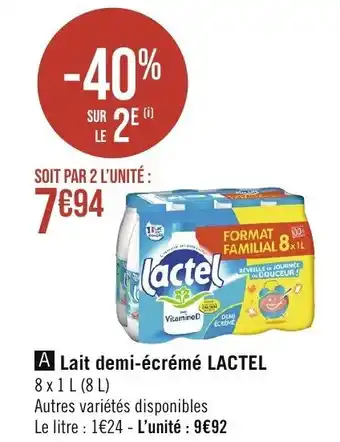 Géant Casino Lait demi-écrémé LACTEL offre