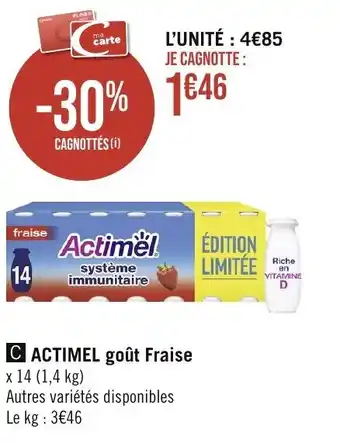 Géant Casino ACTIMEL goût Fraise offre