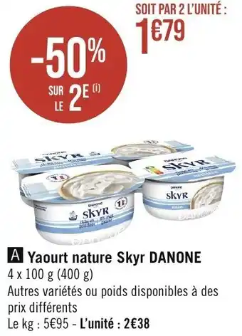 Géant Casino Yaourt nature Skyr DANONE offre