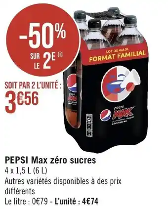 Géant Casino PEPSI Max zéro sucres offre