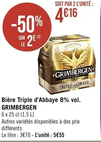 Géant Casino Bière Triple d'Abbaye 8% vol. GRIMBERGEN offre