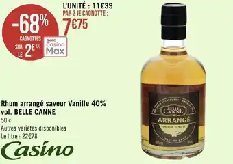 Géant Casino Rhum arrangé saveur Vanille 40% vol. BELLE CANNE offre