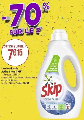 Géant Casino Lessive liquide Active Clean SKIP* offre