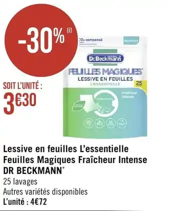 Géant Casino Lessive en feuilles L'essentielle Feuilles Magiques Fraîcheur Intense DR BECKMANN* offre