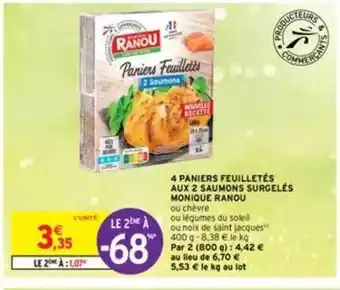 Intermarché 4 Paniers Feuilletés Aux 2 Saumons Surgelés Monique Ranou offre