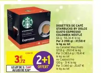 Intermarché Dosettes De Café Starbucks By Dolce Gusto Espresso Colombia Nestlé offre