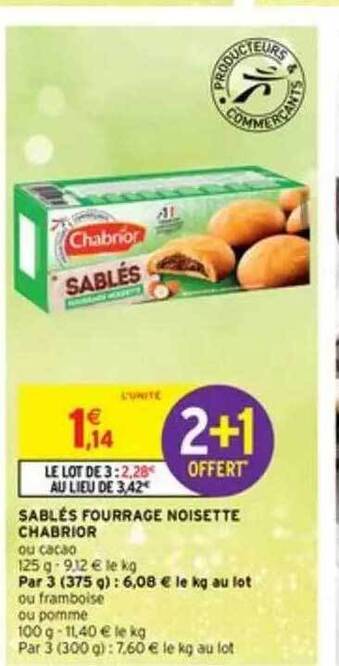 Intermarché Sablés Fourrage Noisette Chabrior offre