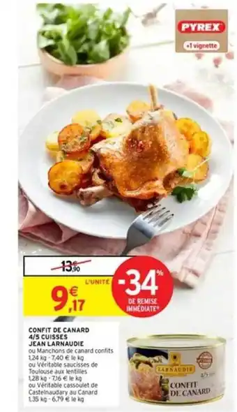Intermarché Confit De Canard 4-5 Cuisses Jean Larnaudie offre