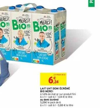 Lait Uht Demi écrémé Bio Merci