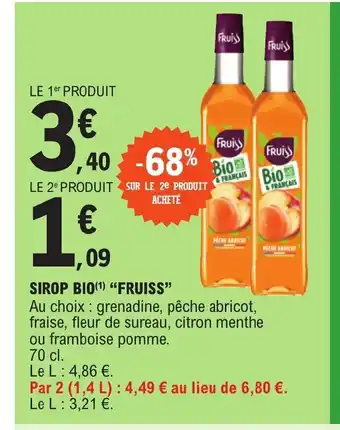 E.Leclerc SIROP BIO(¹) "FRUISS" offre