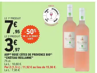 E.Leclerc AOP (5) ROSÉ CÔTES DE PROVENCE BIO(¹) "CHÂTEAU REILLANNE" offre