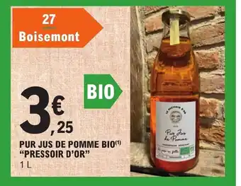 E.Leclerc PUR JUS DE POMME BIO(¹) "PRESSOIR D'OR" offre