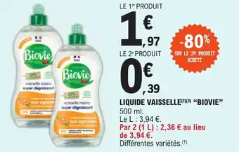 E.Leclerc LIQUIDE VAISSELLE(2)(3) "BIOVIE" offre