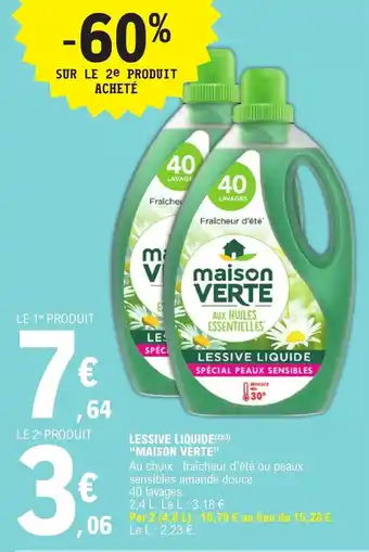 E.Leclerc LESSIVE LIQUIDE(2)(3) "MAISON VERTE" offre