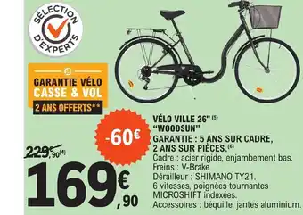 E.Leclerc VÉLO VILLE 26" (5) "WOODSUN" offre