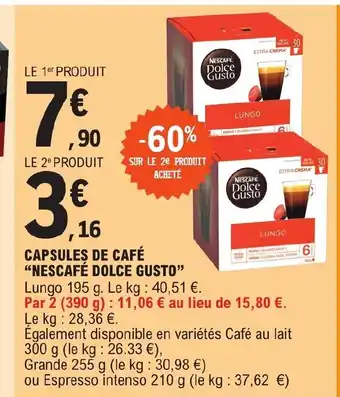 E.Leclerc CAPSULES DE CAFÉ "NESCAFÉ DOLCE GUSTO" offre