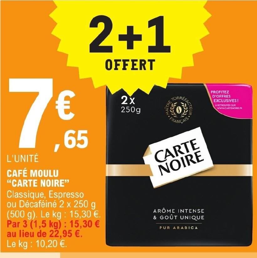 E.Leclerc CAFÉ MOULU "CARTE NOIRE" offre