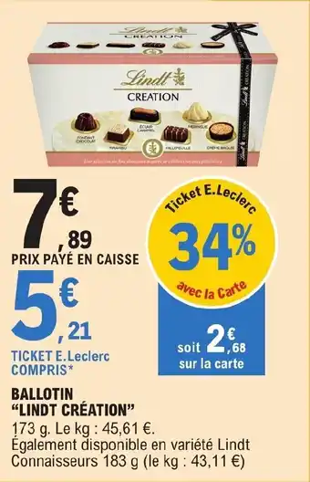 E.Leclerc BALLOTIN "LINDT CRÉATION" offre