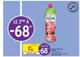 Intermarché Sirop De Grenadine Paquito offre