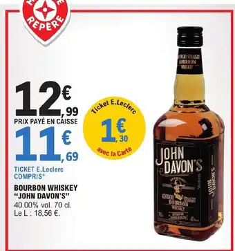 E.Leclerc BOURBON WHISKEY "JOHN DAVON'S" 40.00% vol. 70 cl. offre