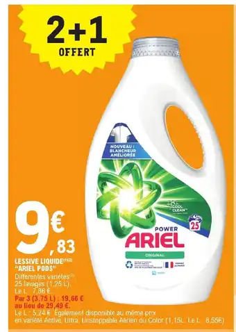 E.Leclerc LESSIVE LIQUIDE(¹)(2) "ARIEL PODS" offre