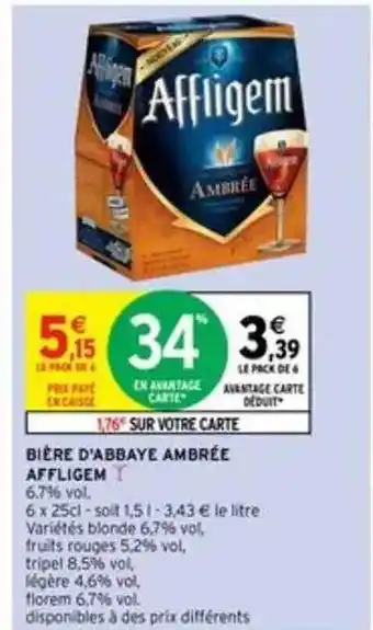 Intermarché Bière D'abbaye Ambrée Affligem offre