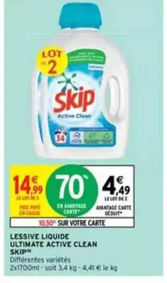 Intermarché Lessive Liquide Ultimate Active Clean Skip offre