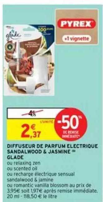 Intermarché Diffuseur De Parfum électrique Sandalwood & Jasmine Glade offre