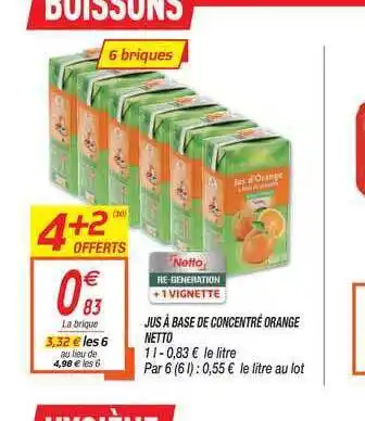 Netto Jus a base de concentre orange offre