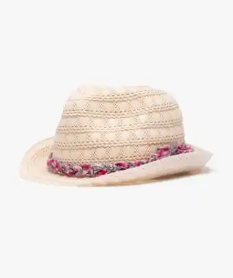 Chapeau fille en crochet avec tresse imprimée