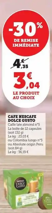 Super U Cafe nescafe dolce gusto offre
