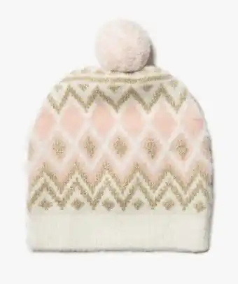 Bonnet fille à motifs pailletés et pompon