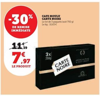 U Express Cafe moulu carte noire offre