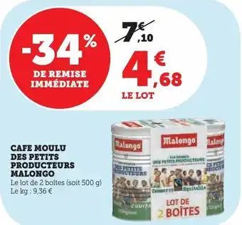 U Express Cafe moulu des petits producteurs malongo offre