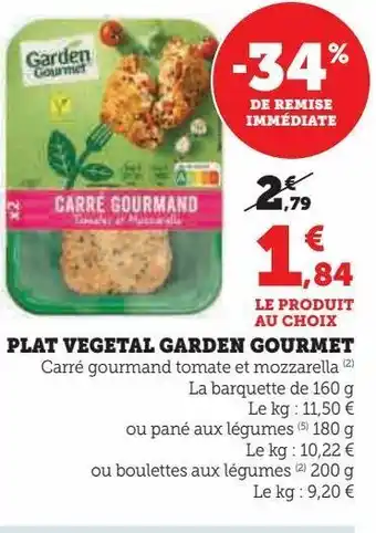 Super U Plat vegetal garden gourmet offre