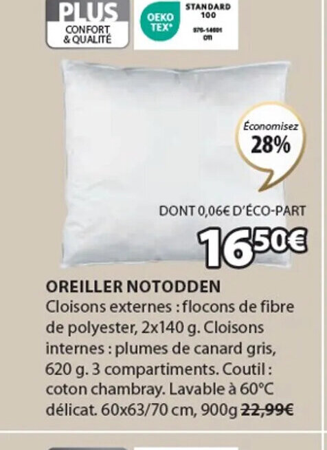JYSK OREILLER NOTODDEN offre