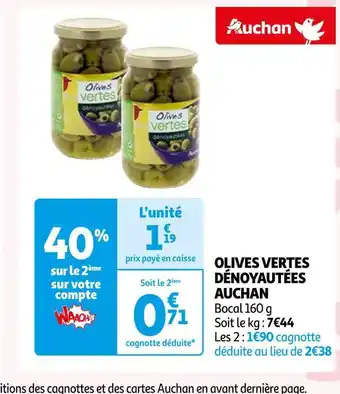Auchan olives vertes dénoyautées