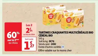 Auchan Céréal bio tartines craquantes multicéréales bio offre