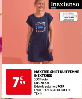 Auchan Inextenso maxi tee-shirt nuit femme offre