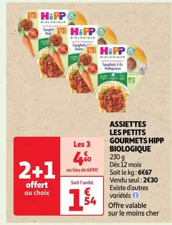 Auchan Hipp biologique assiettes les petits gourmets offre