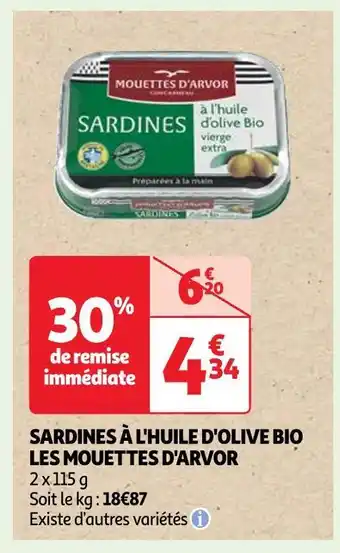 Auchan Les mouettes d'arvor sardines à l'huile d'olive bio offre