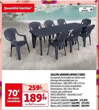 Auchan Lipari salon jardin lipari 2 gris offre