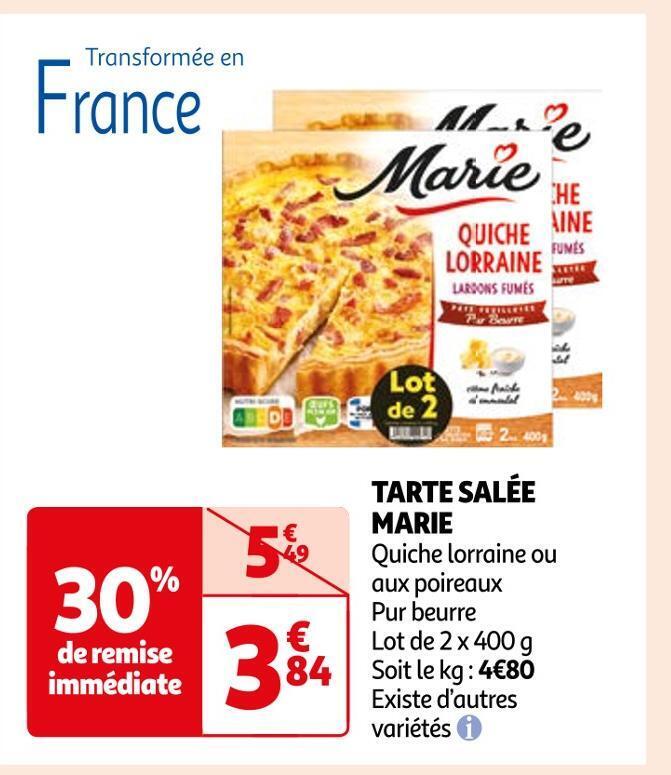 Promo Marie tarte salée chez Auchan