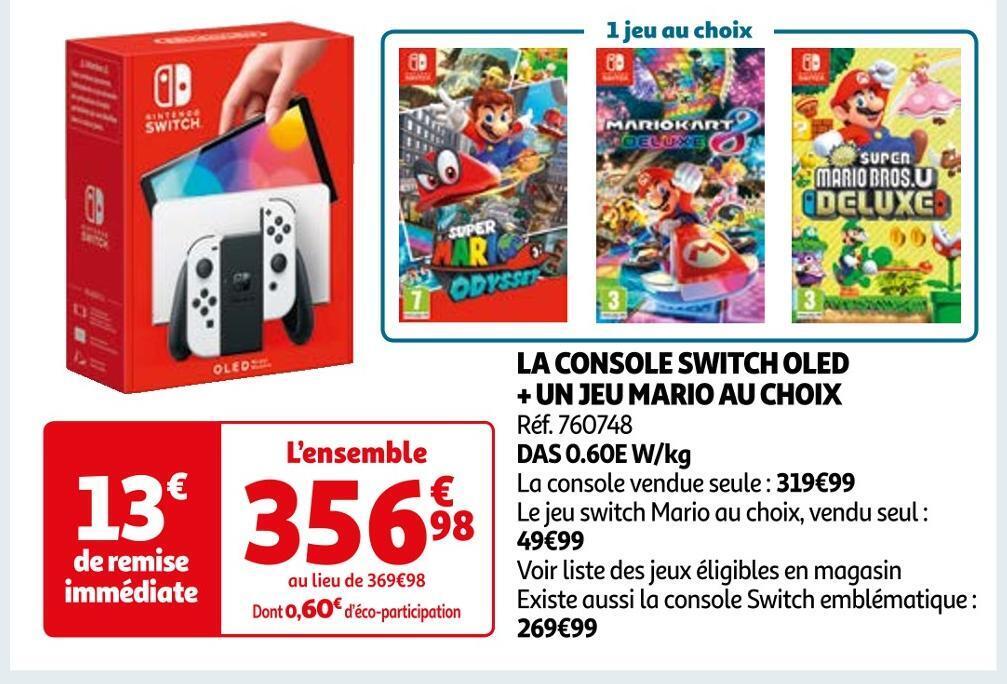 Promo Nintendo switch la console switch oled + un jeu mario au choix