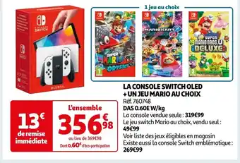 Auchan Nintendo switch la console switch oled + un jeu mario au choix offre