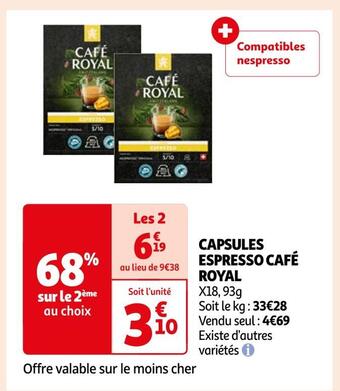 Auchan Café royal capsules espresso offre