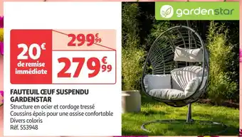 Auchan Gardenstar fauteuil œuf suspendu offre