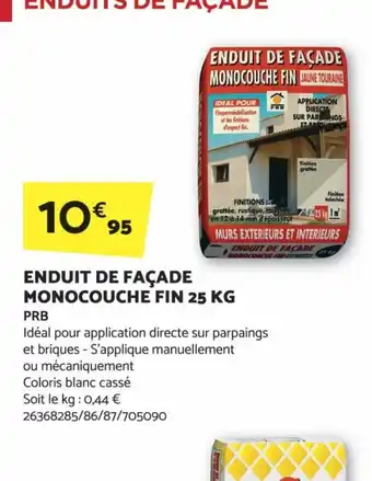 Bricomarché ENDUIT DE FAÇADE MONOCOUCHE FIN 25 KG offre