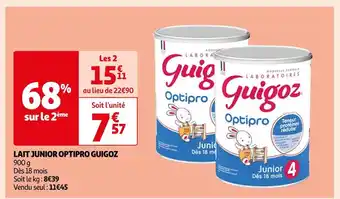 Auchan Guigoz lait junior optipro offre